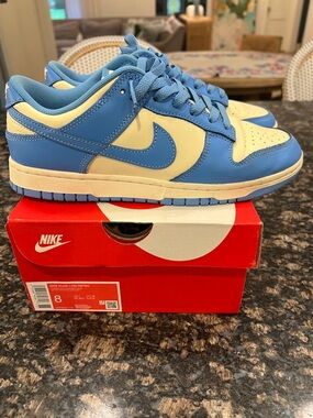 Nike Kids Dunk Low retro in Light Blue and Cream with box